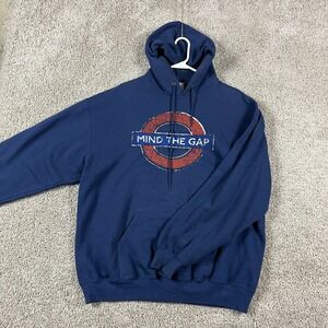 London Underground Mind the Gap Hoodie‎ Mens XL Navy Pullover Sweatshirt